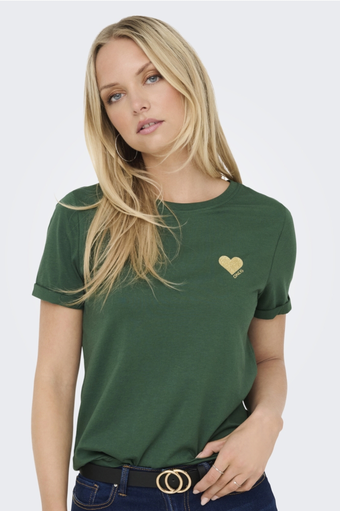 ONLKITA LIFE S/S TOP NOOS 15244714 PINENEEDLE/GOLD GLITT